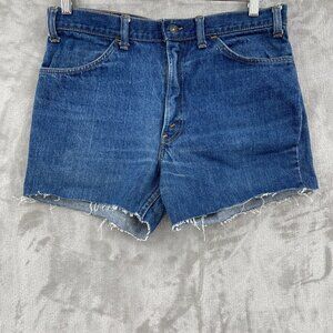 Vintage 70s Levi's Orange Tab Big E Cut Off Jeans Shorts Talon 42 Zip